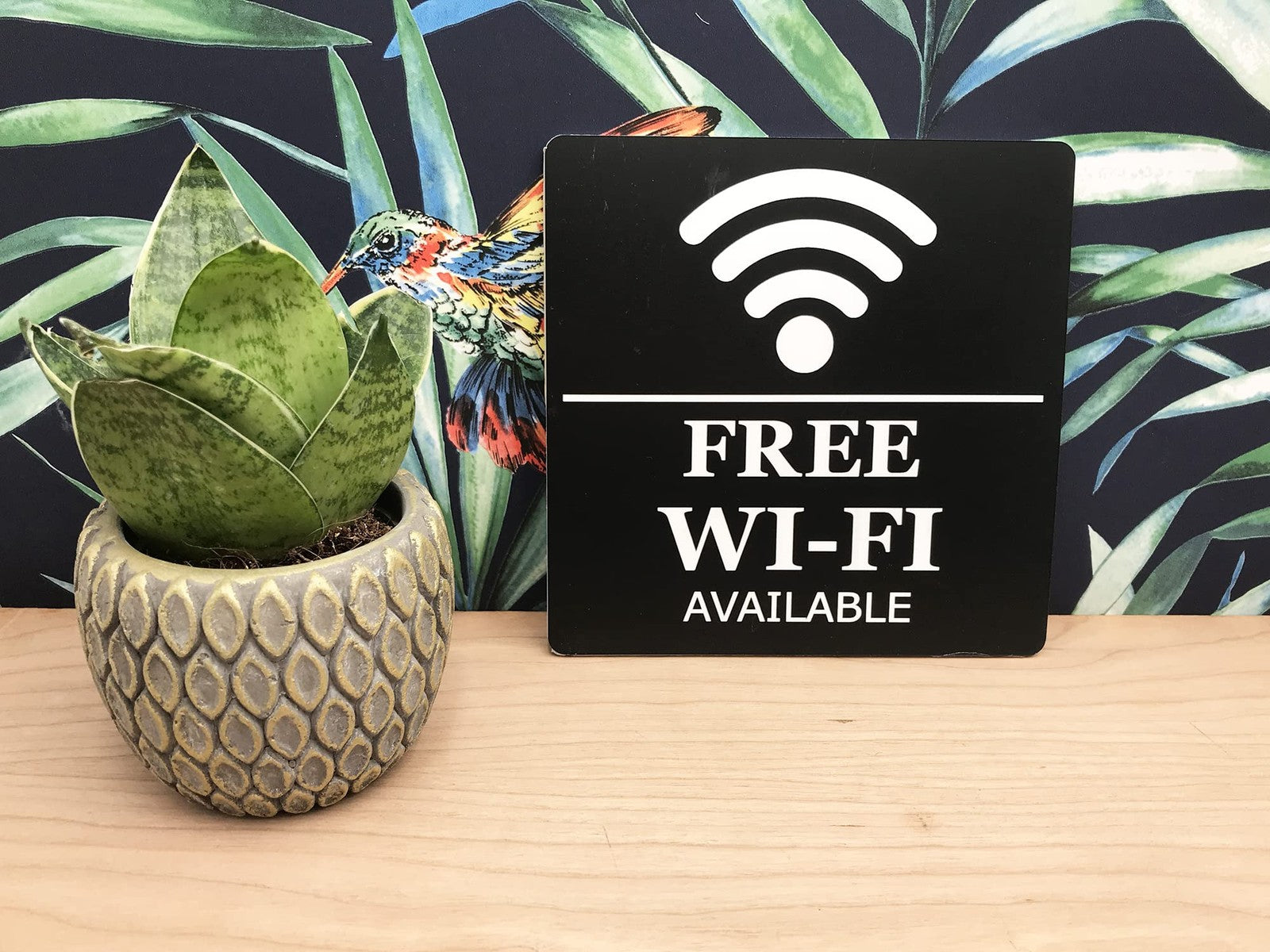 📶 Free WiFi Sign – 145mm Black Self Adhesive HIPS – Indoor/Outdoor – UK Made – by North By North East – Signs