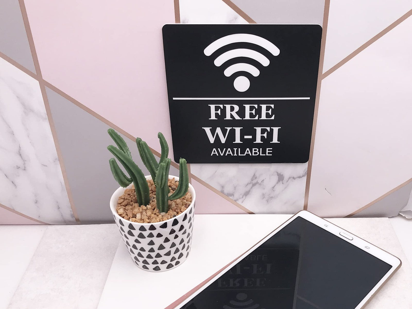📶 Free WiFi Sign – 145mm Black Self Adhesive HIPS – Indoor/Outdoor – UK Made – by North By North East – Signs