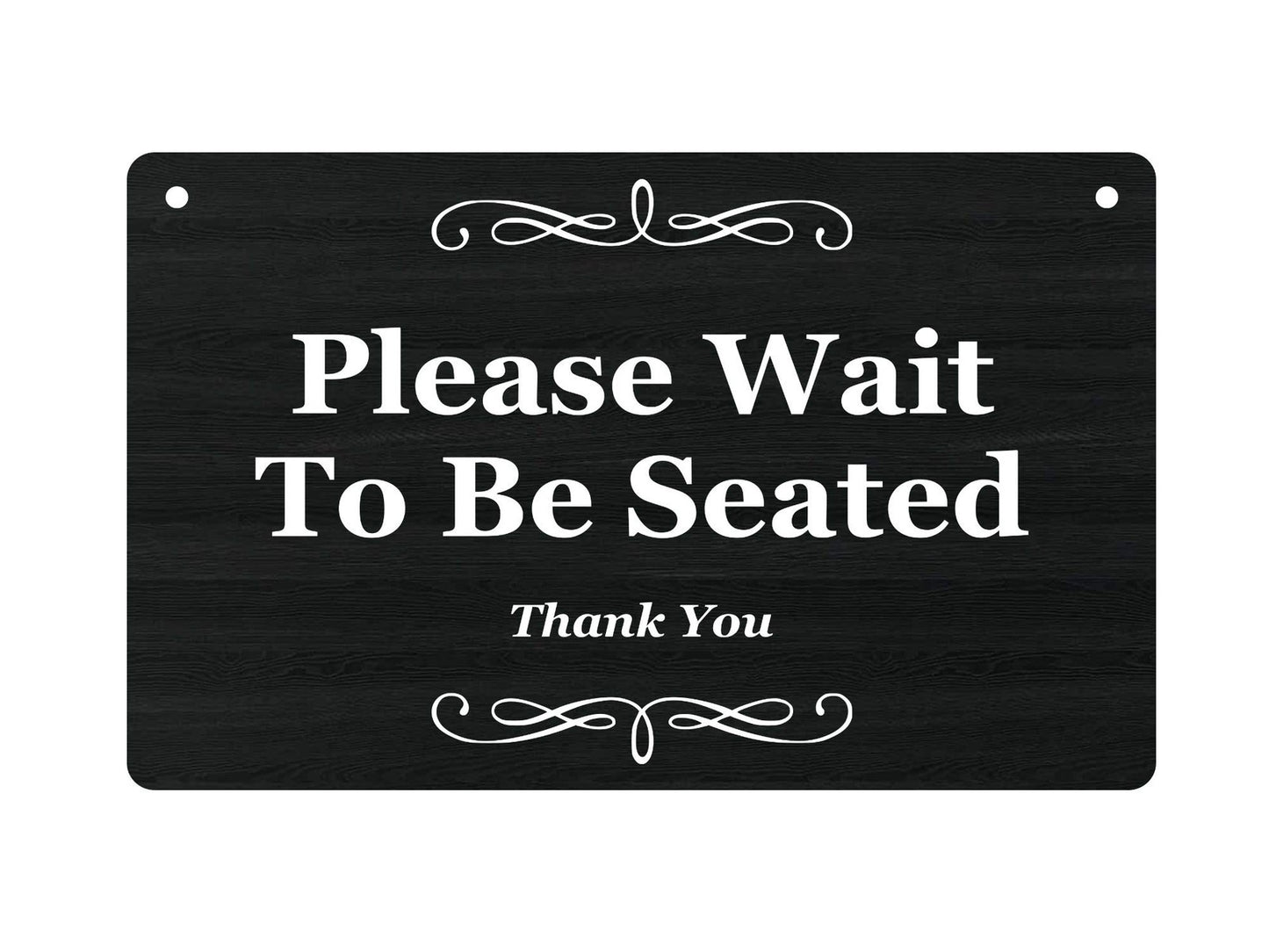 🍽 Please Wait to Be Seated Sign – 140x90mm Black Aluminium – Hanging – UK – by North By North East – Signs