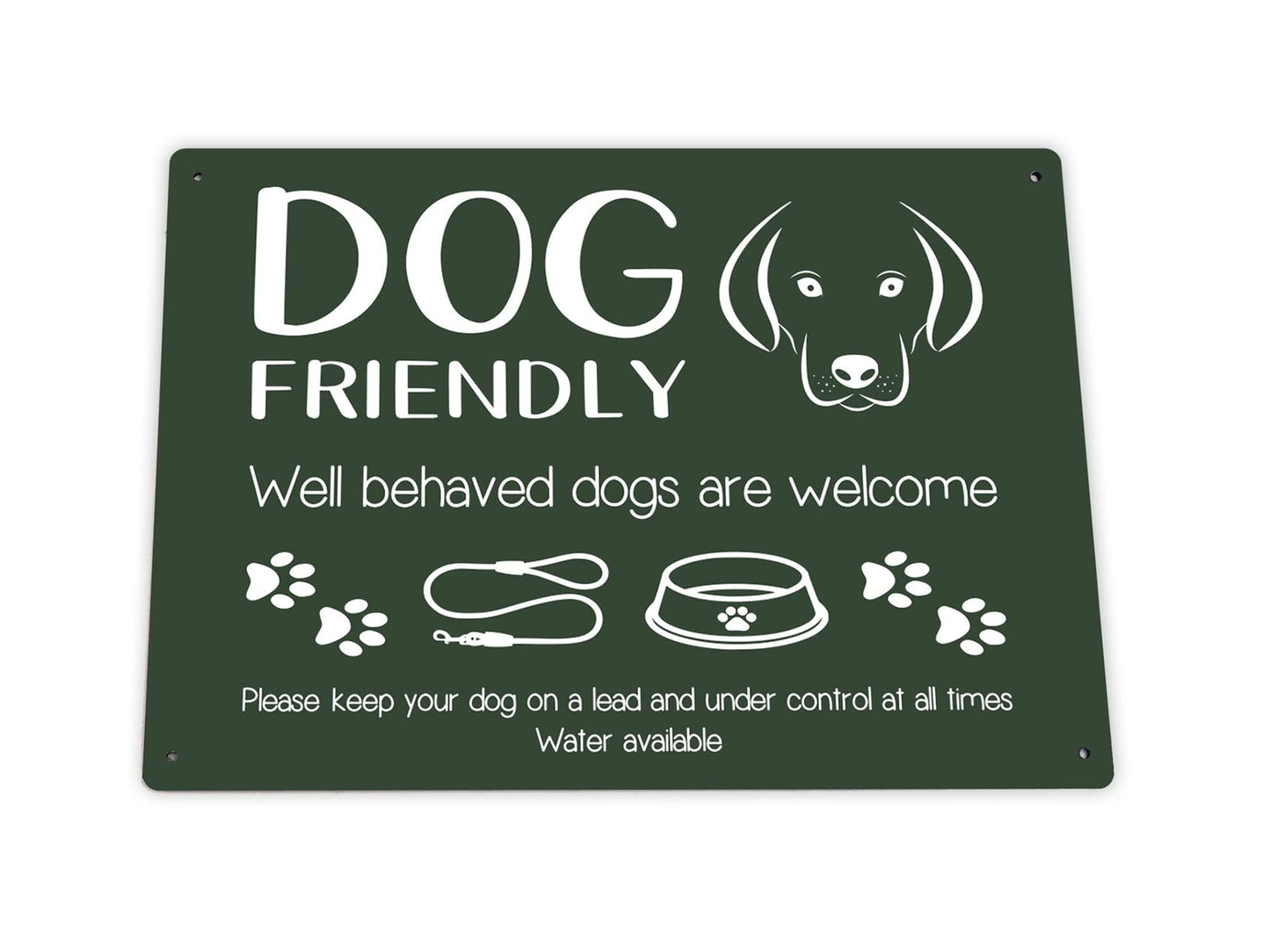 🐾 A4 Green “Dog Friendly” Sign – Outdoor Aluminium Notice for Pubs & Cafés – by North By North East – Signs