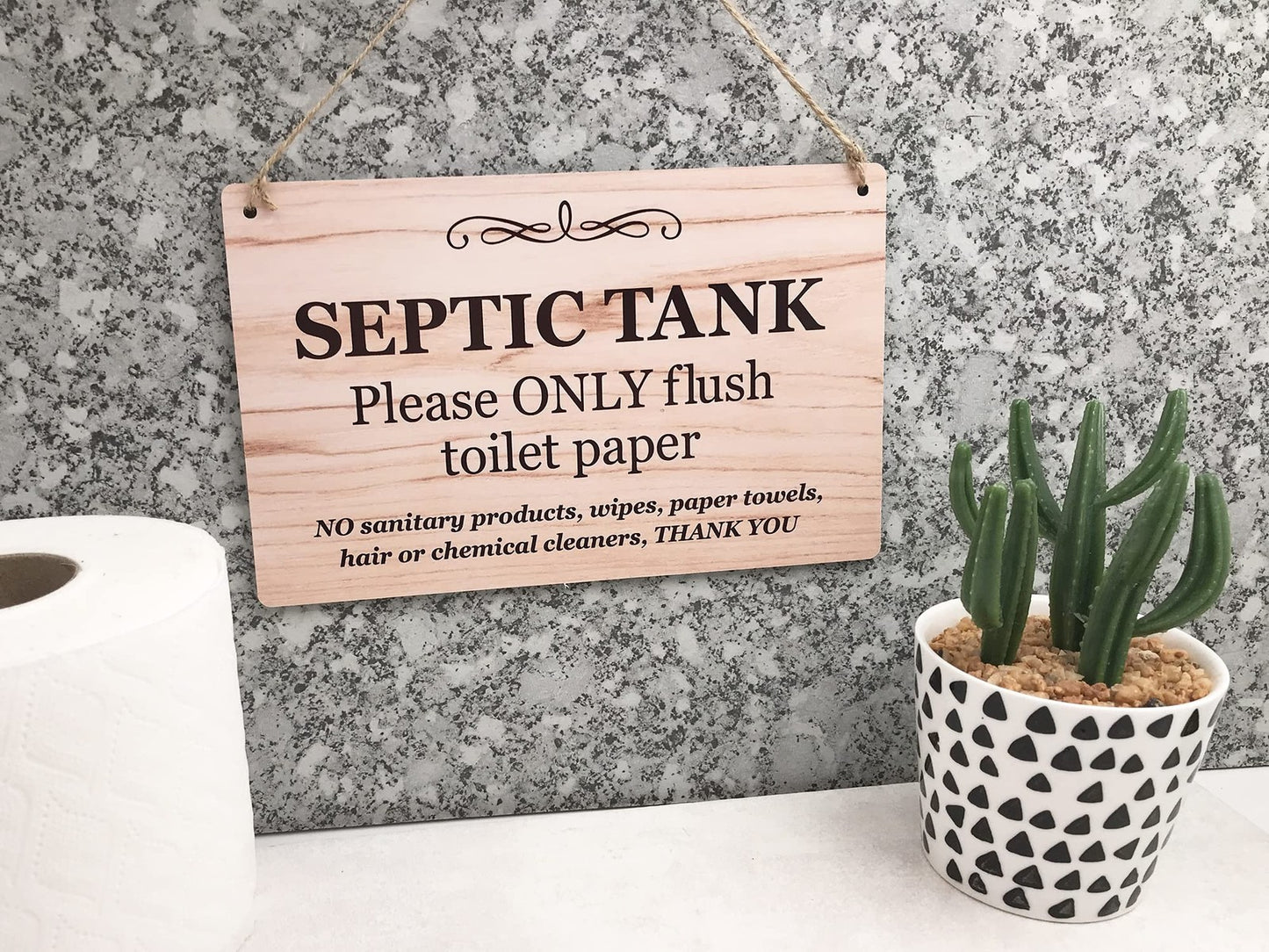 🚽 Septic Tank Toilet Sign – Flush Paper Only – 200x125mm Black Aluminium – UK – by North By North East – Toilet & Bathroom Signs