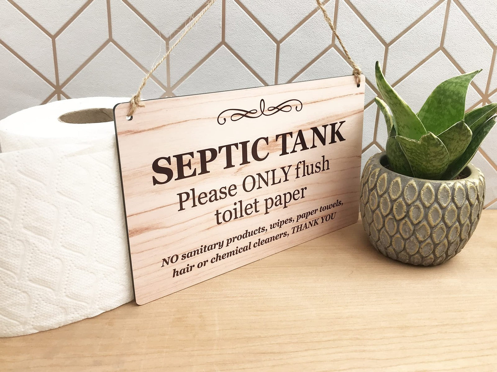 🚽 Septic Tank Toilet Sign – Flush Paper Only – 200x125mm Black Aluminium – UK – by North By North East – Toilet & Bathroom Signs