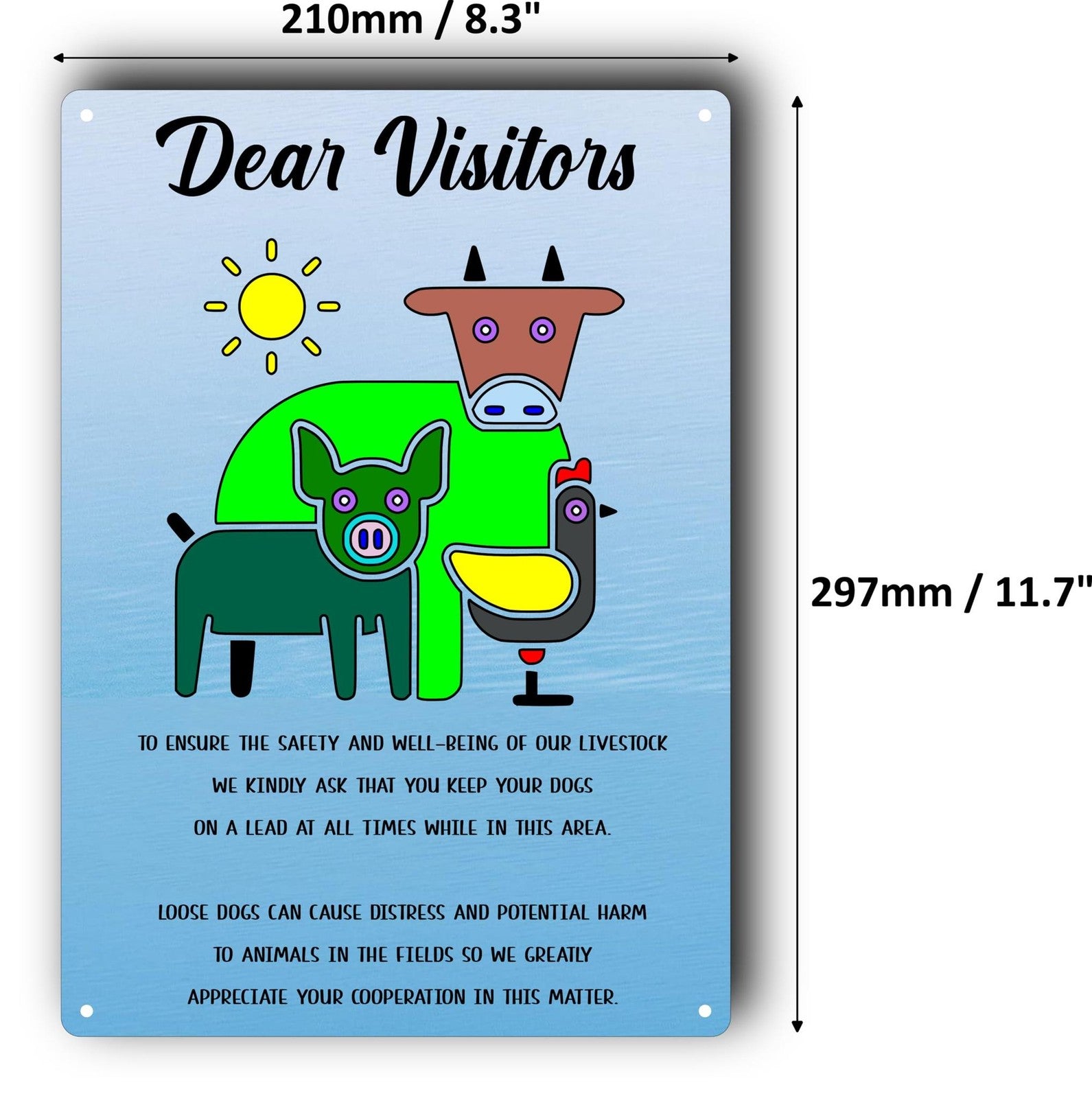 A4 Keep Dogs On Lead Sign – Aluminium Composite – Farm & Livestock Safety Notice – by North By North East – Safety & Warning Signs