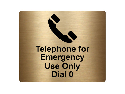 ☎ Emergency Telephone Use Only Sign – Gold ACM 115x85mm Self Adhesive – UK – by North By North East – Signs