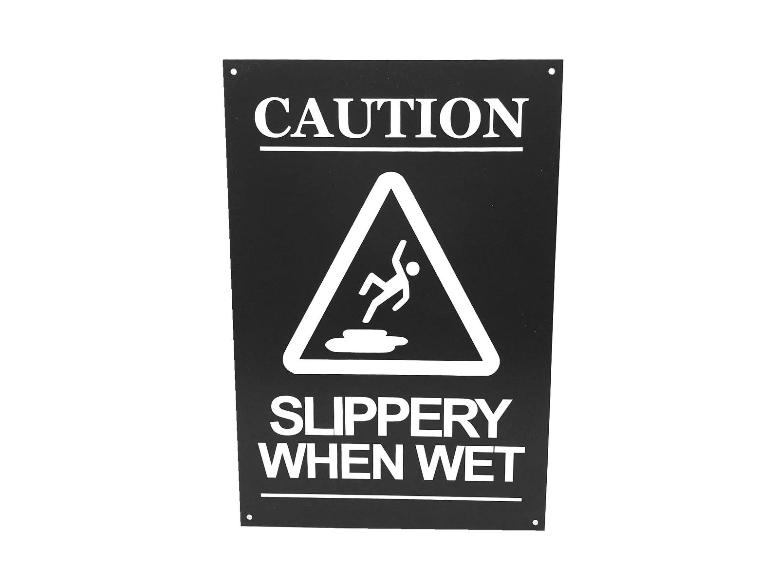 Caution Slippery When Wet Safety Sign – A4 Black ACM with 4 Screw Holes – by North By North East – Safety & Warning Signs