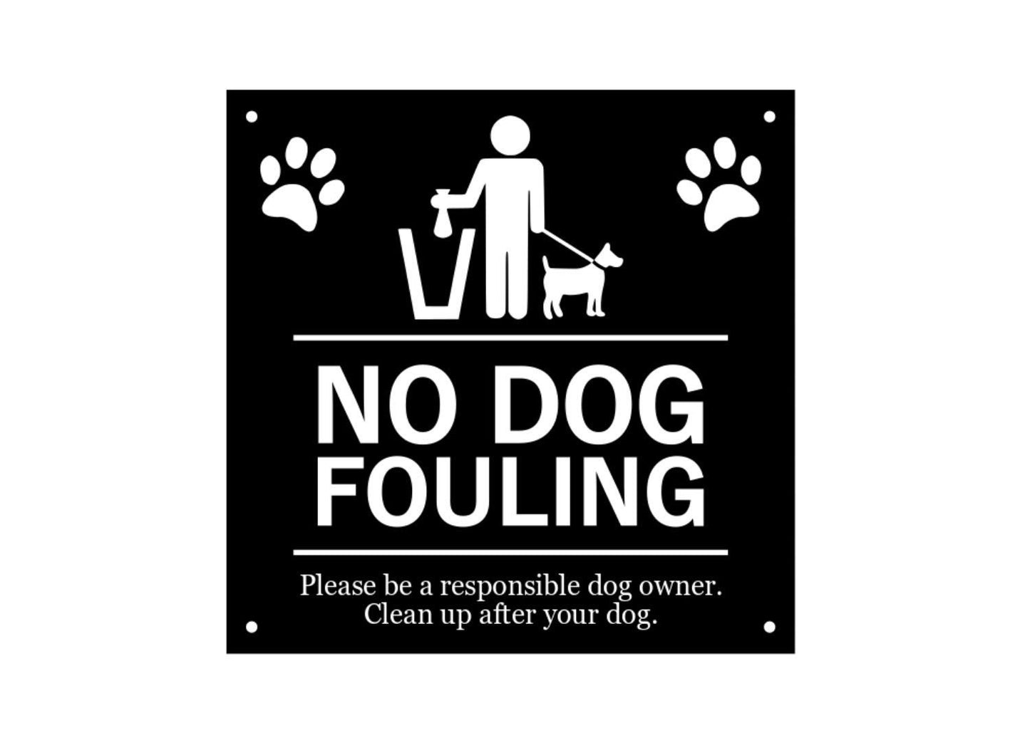 No Dog Fouling Sign – Silver ACM 145mm Square Outdoor Notice – 4 Screw Holes – by North By North East – Signs