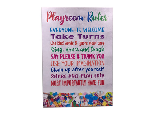 Colourful “Playroom Rules” Safety Sign – A4 ACM 297×210 mm with 4 Screw Holes – by North By North East – Safety & Warning Signs