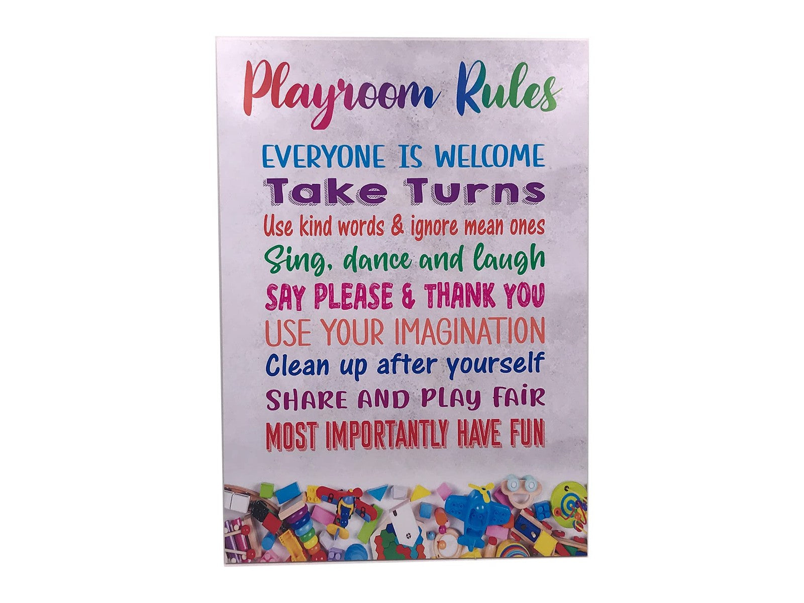 Colourful “Playroom Rules” Safety Sign – A4 ACM 297×210 mm with 4 Screw Holes – by North By North East – Safety & Warning Signs