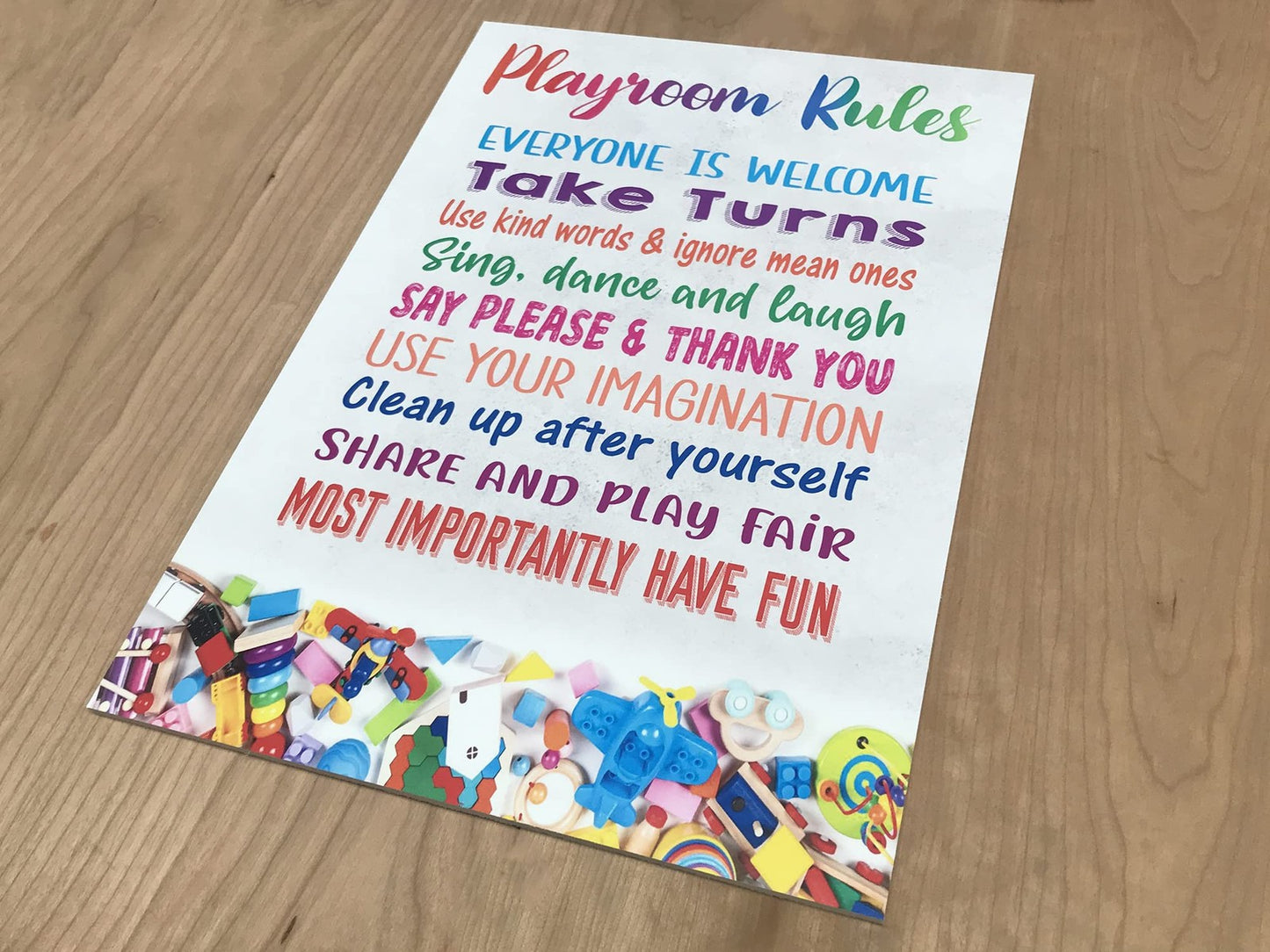 Colourful “Playroom Rules” Safety Sign – A4 ACM 297×210 mm with 4 Screw Holes – by North By North East – Safety & Warning Signs
