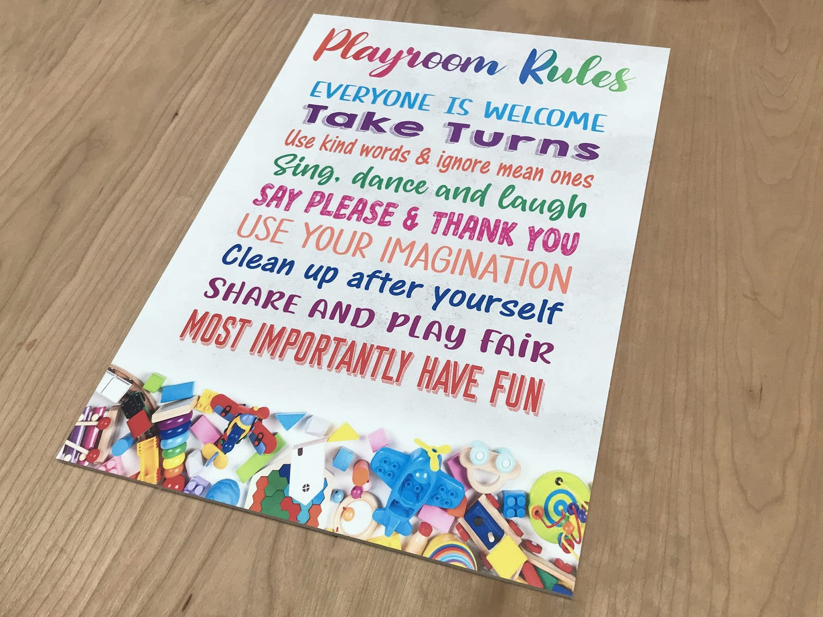 Colourful “Playroom Rules” Safety Sign – A4 ACM 297×210 mm with 4 Screw Holes – by North By North East – Safety & Warning Signs
