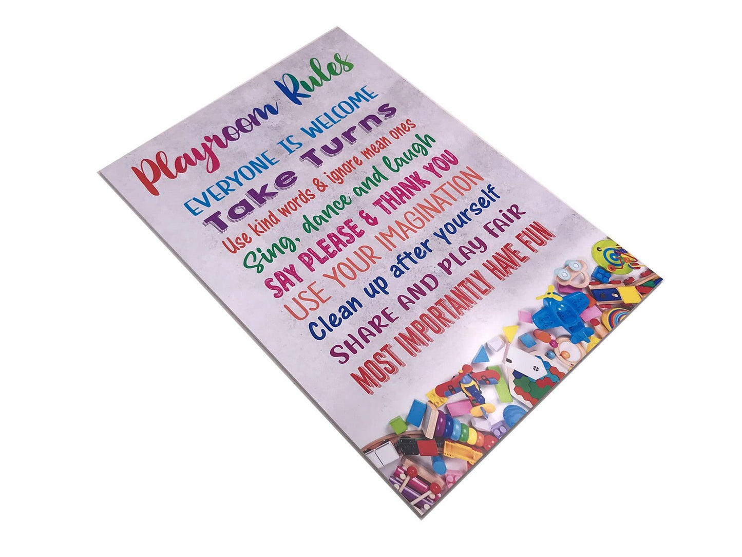 Colourful “Playroom Rules” Safety Sign – A4 ACM 297×210 mm with 4 Screw Holes – by North By North East – Safety & Warning Signs
