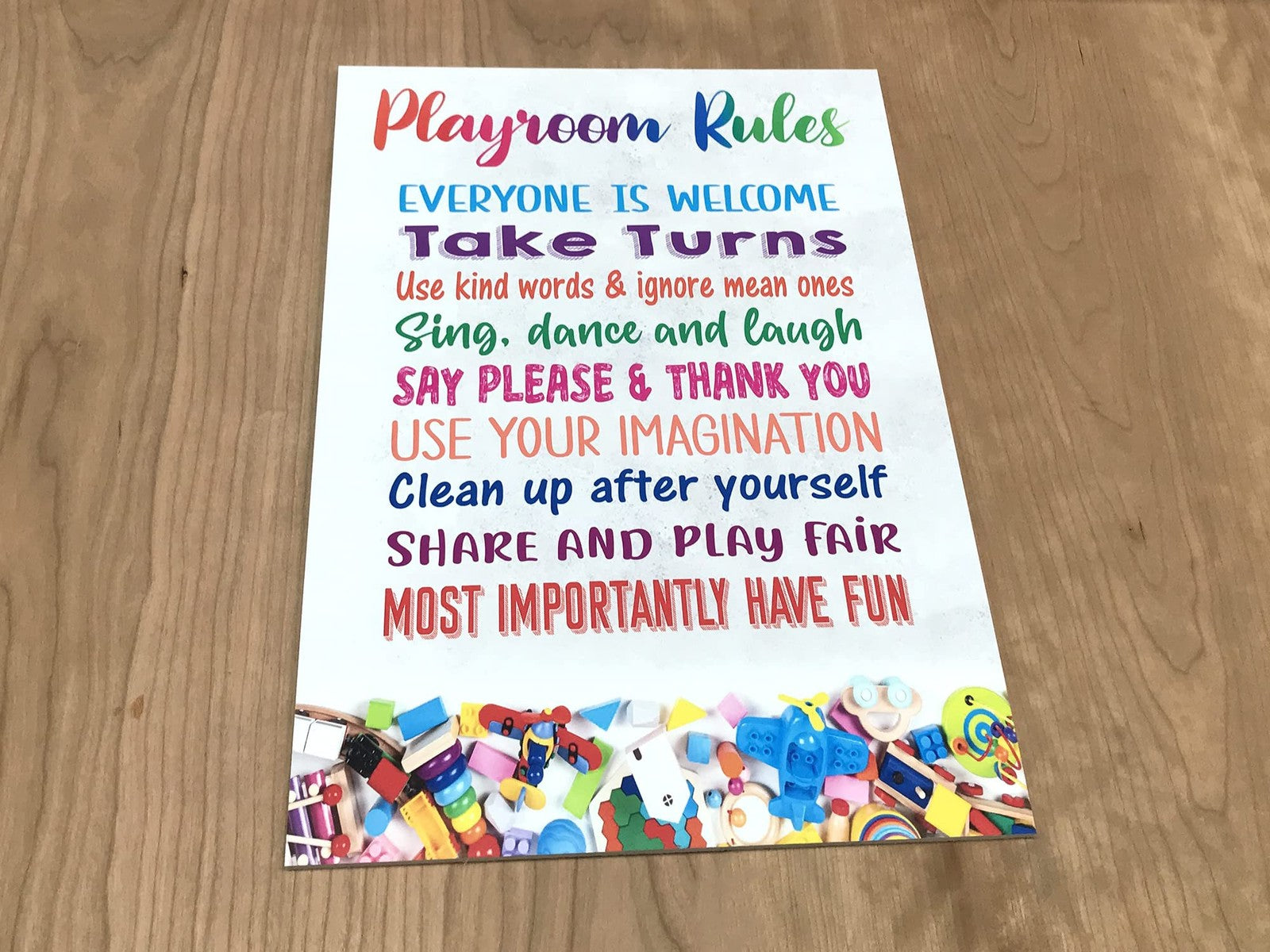Colourful “Playroom Rules” Safety Sign – A4 ACM 297×210 mm with 4 Screw Holes – by North By North East – Safety & Warning Signs