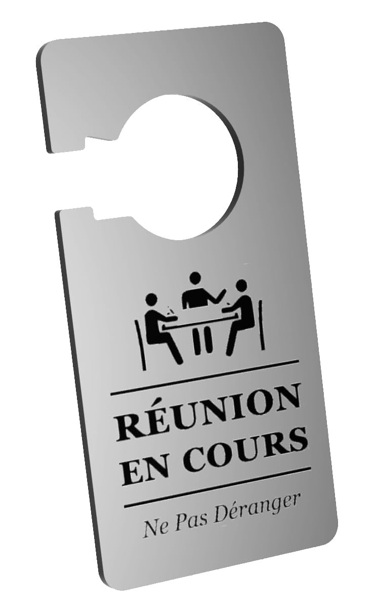 “Do Not Disturb – Meeting in Progress” hanging metal door sign – by North By North East – Signs