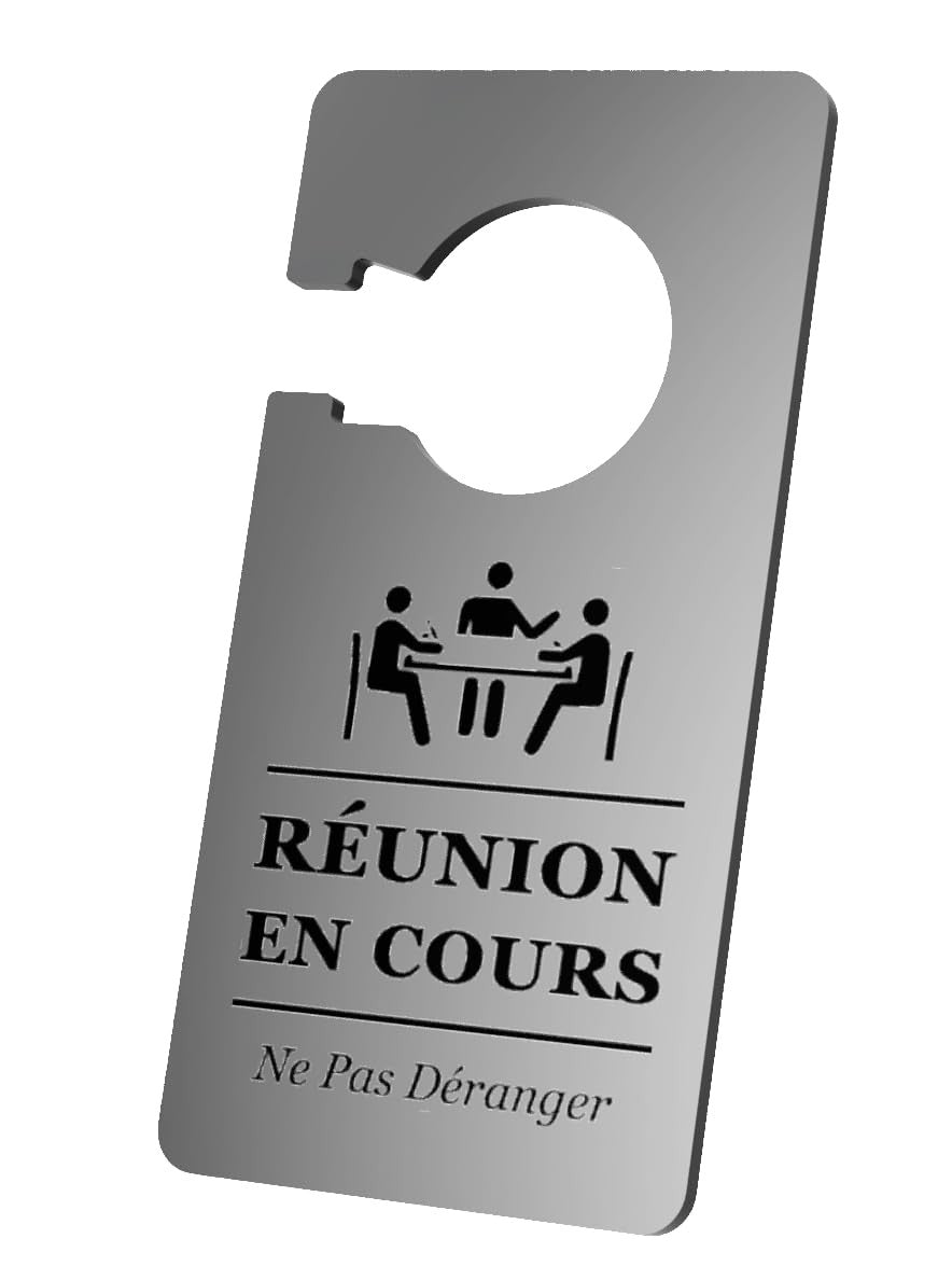 “Do Not Disturb – Meeting in Progress” hanging metal door sign – by North By North East – Signs