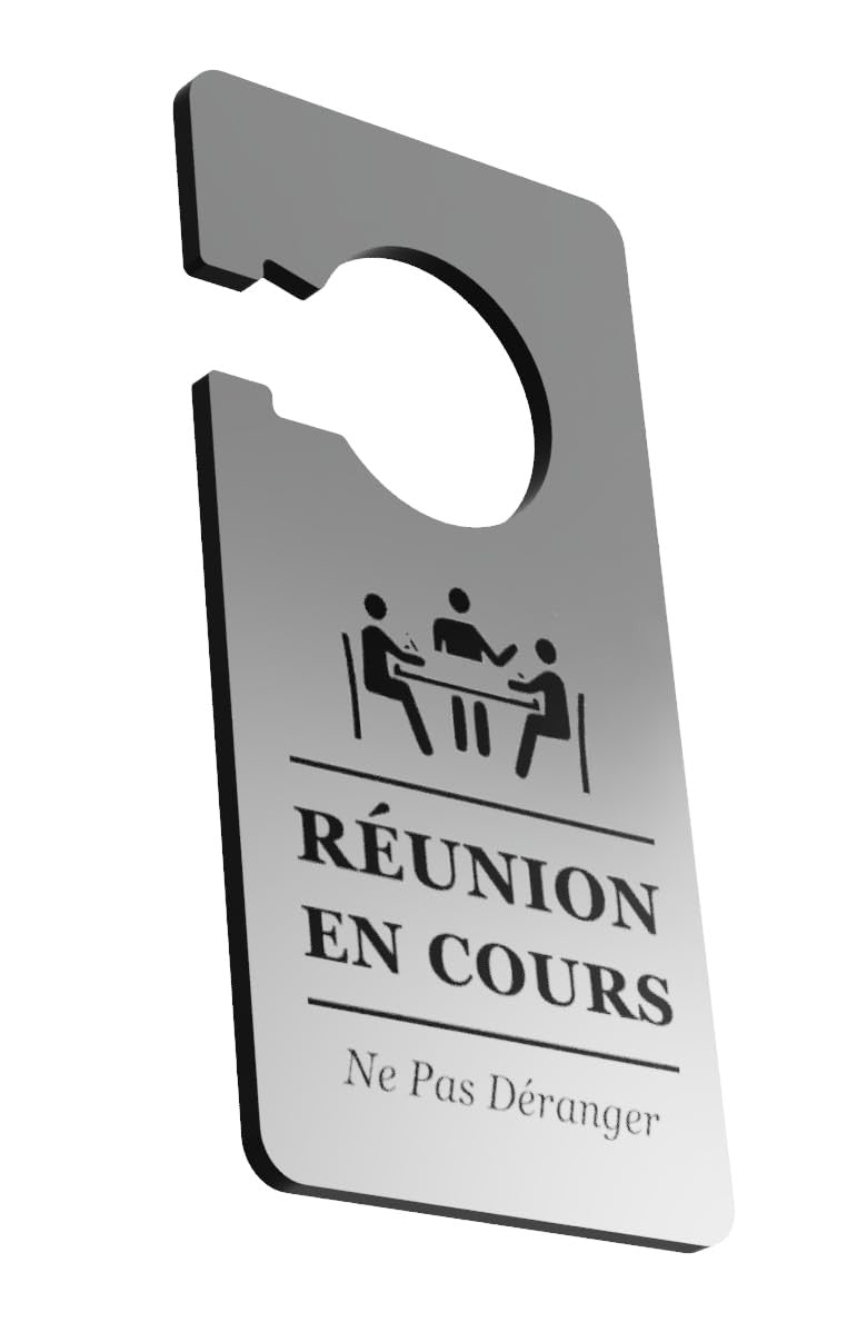 “Do Not Disturb – Meeting in Progress” hanging metal door sign – by North By North East – Signs