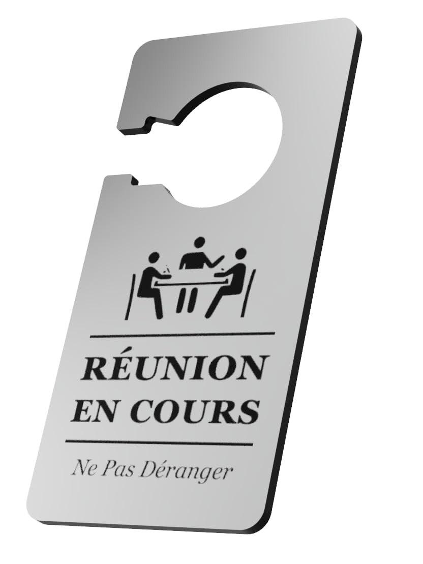 “Do Not Disturb – Meeting in Progress” hanging metal door sign – by North By North East – Signs