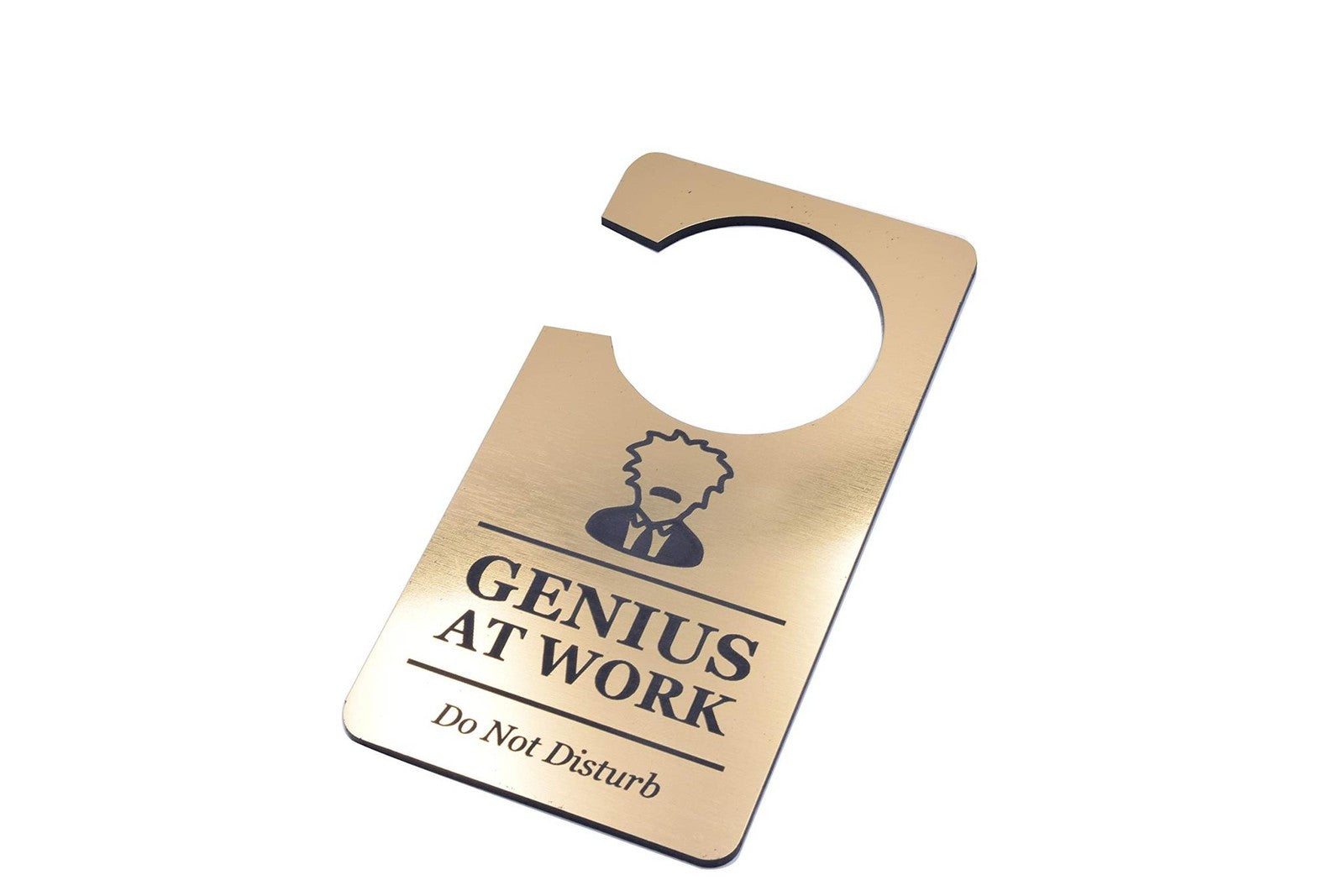 🥇 Gold “Genius at Work – Do Not Disturb” Door Hanger Sign – Office & Home – by North By North East – Business Hours & Policy Signs