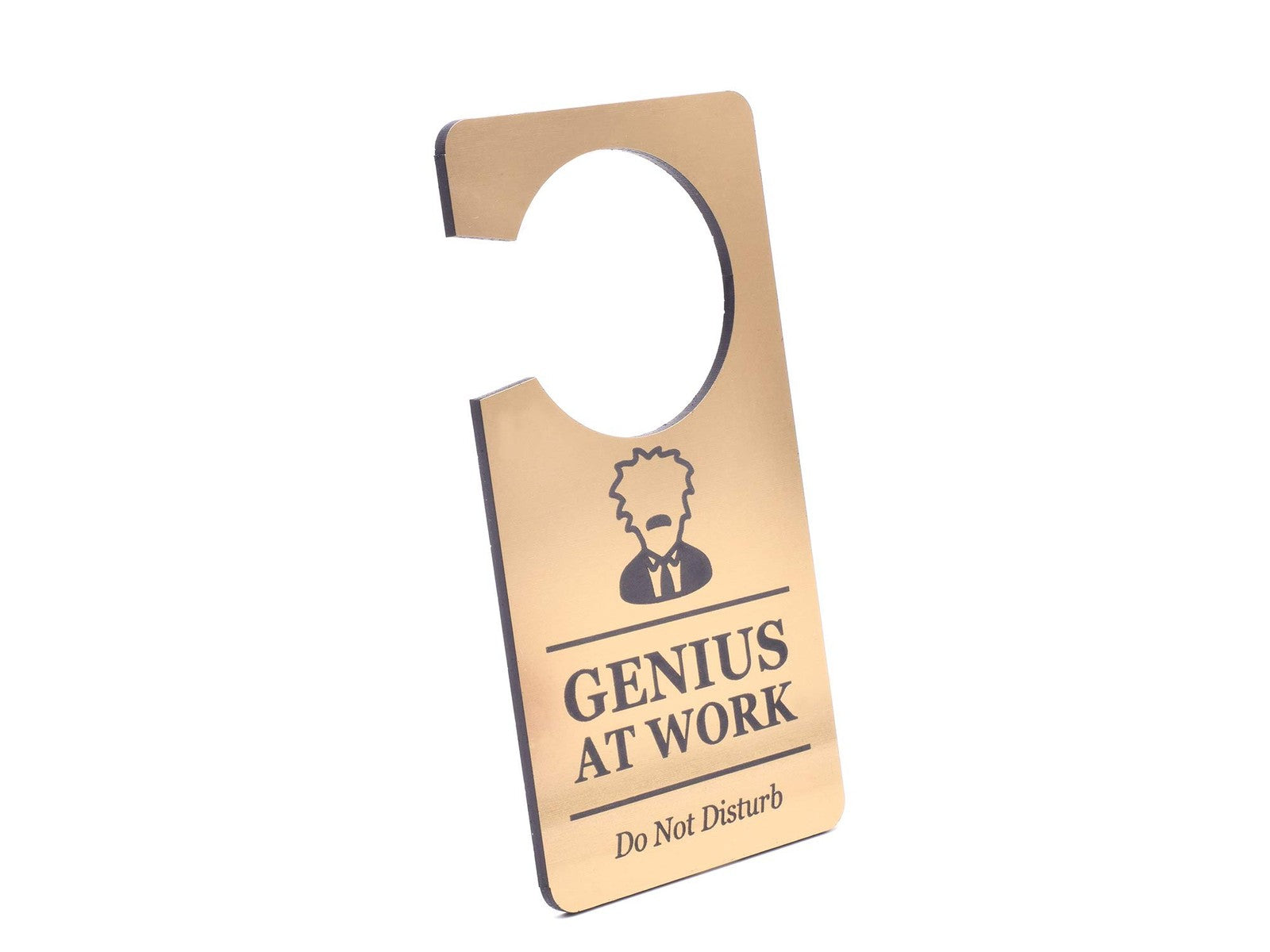 🥇 Gold “Genius at Work – Do Not Disturb” Door Hanger Sign – Office & Home – by North By North East – Business Hours & Policy Signs