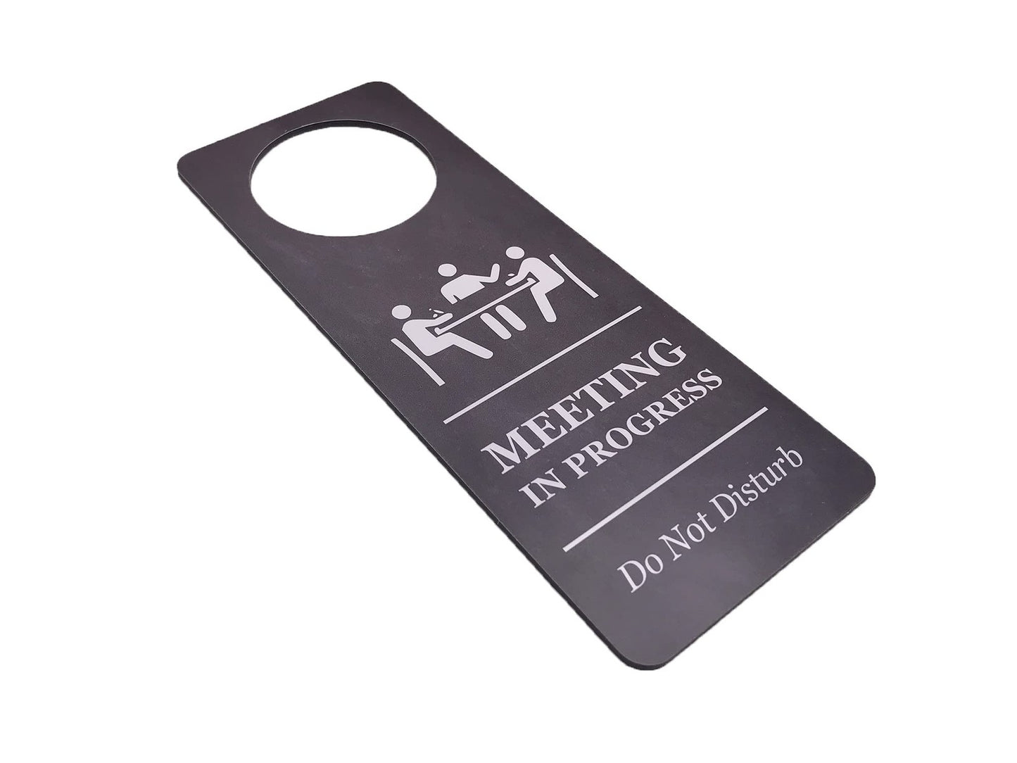 Large Black "Meeting in Progress" Door Hanger – Professional Office, Clinic, Sal – by North By North East – Business Hours & Policy Signs
