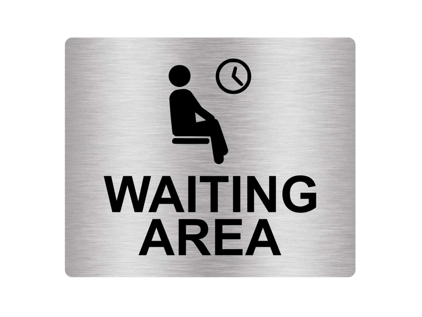 Waiting Area Sign – Black Metal Self-Adhesive – 115x85 mm – Made & Dispatched UK – by North By North East – Signs