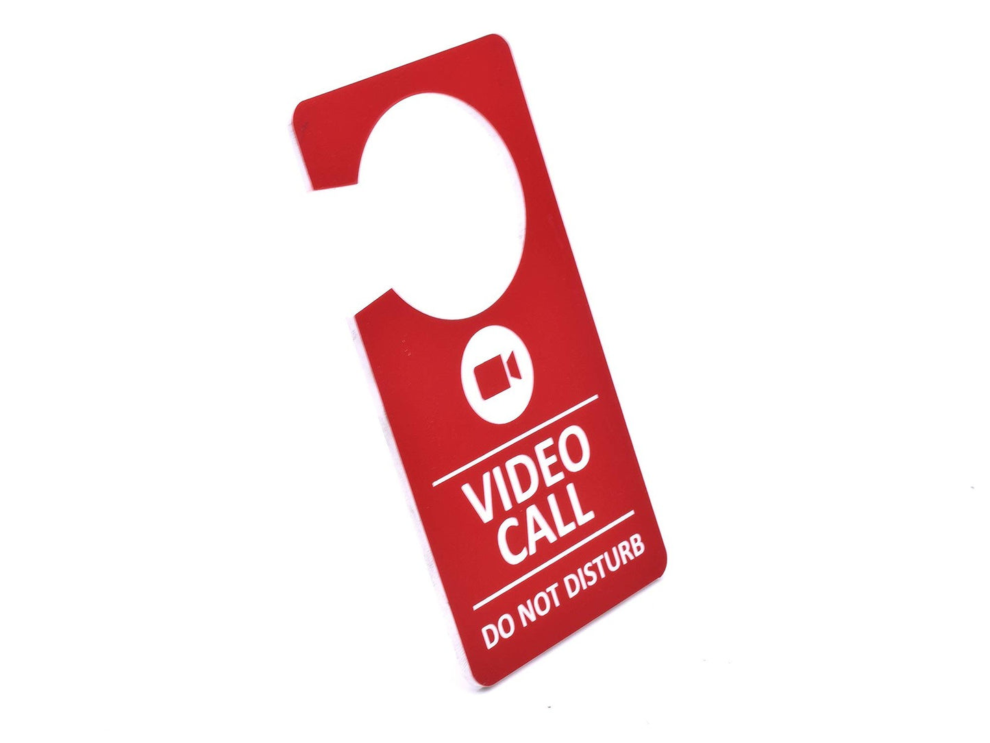 Red Video Call Do Not Disturb Door Sign – Engraved Acrylic Office Notice – by North By North East – Business Hours & Policy Signs