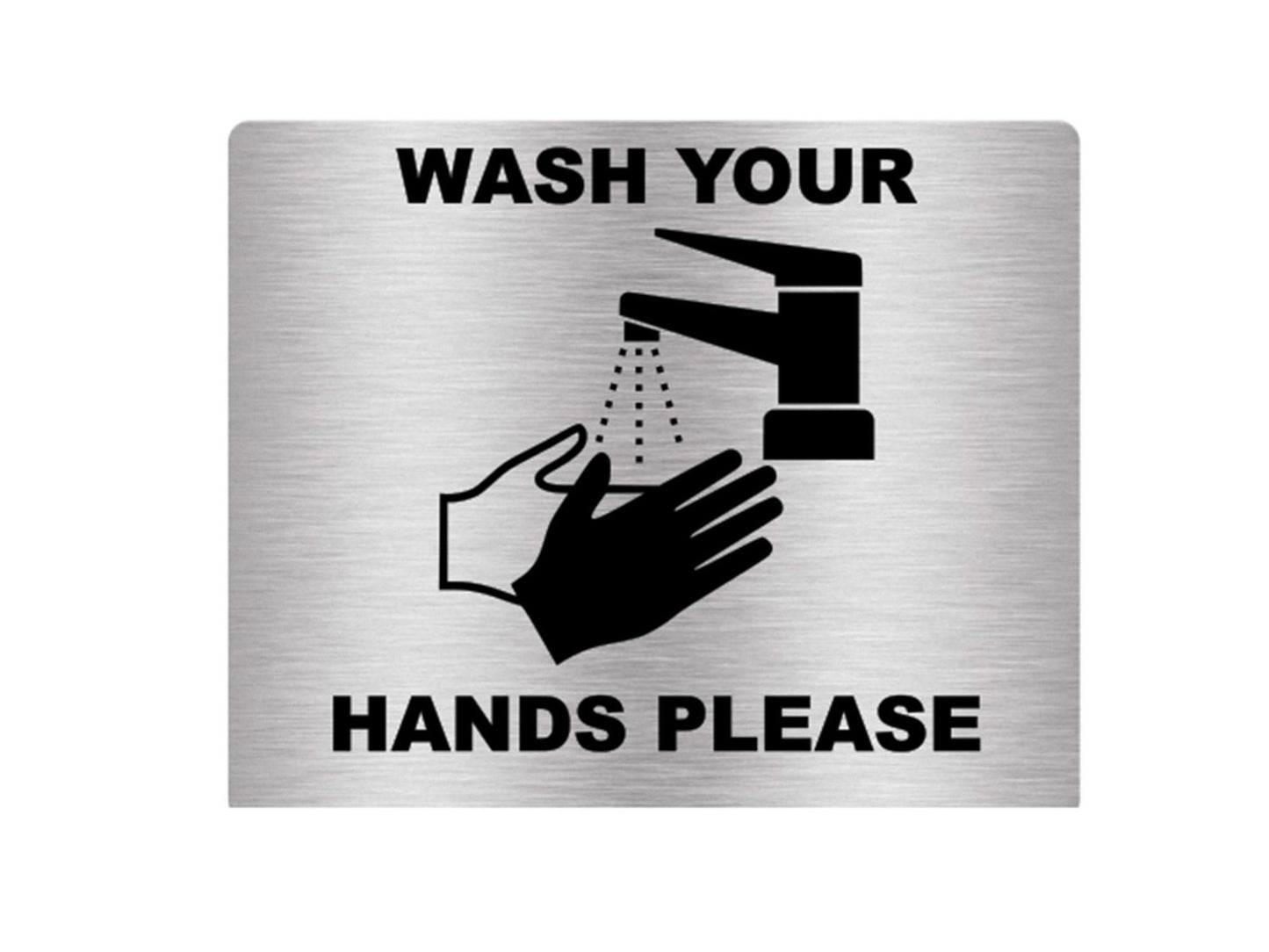 Wash Your Hands Please Sign – 145 mm Metal Self-Adhesive Hygiene Plaque, UK Made – by North By North East – Business Hours & Policy Signs