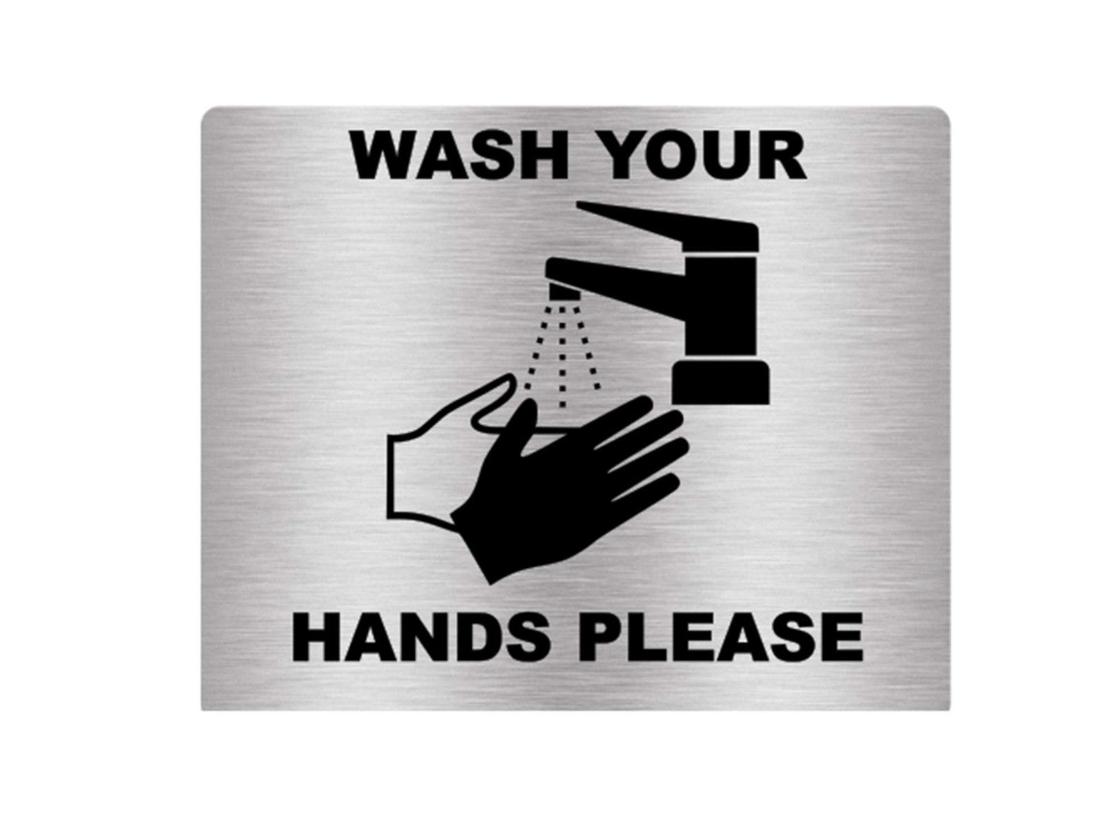Wash Your Hands Please Sign – 145 mm Metal Self-Adhesive Hygiene Plaque, UK Made – by North By North East – Business Hours & Policy Signs