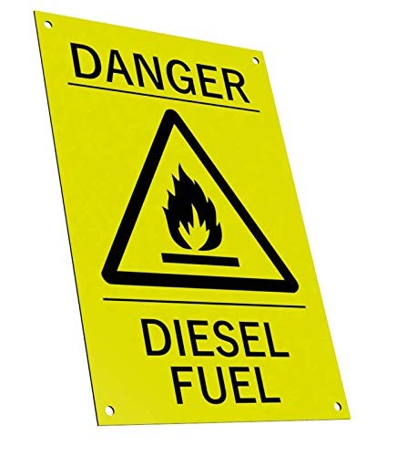 Warnschild mit Aufschrift "Danger Diesel Fuel Driver", Gelb und Schwarz – by North By North East – Safety & Warning Signs