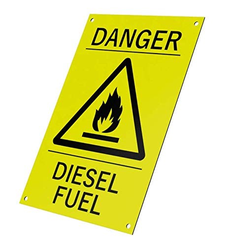 Warnschild mit Aufschrift "Danger Diesel Fuel Driver", Gelb und Schwarz – by North By North East – Safety & Warning Signs