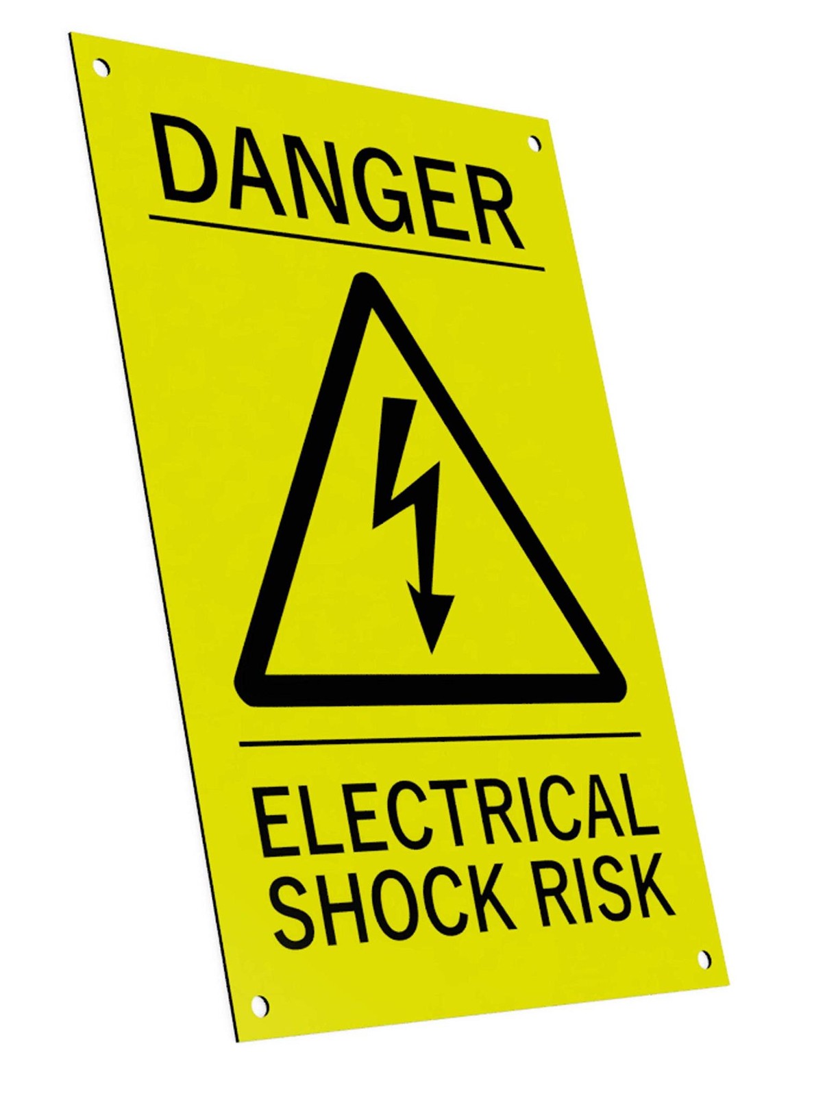 Warnschild Danger of Electrical Shock, mit Gravur, Gelb/Schwarz – by North By North East – Safety & Warning Signs