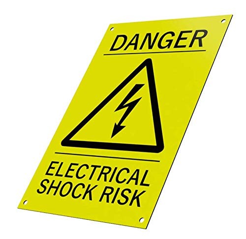 Warnschild Danger of Electrical Shock, mit Gravur, Gelb/Schwarz – by North By North East – Safety & Warning Signs