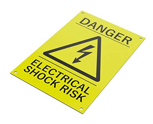 Warnschild Danger of Electrical Shock, mit Gravur, Gelb/Schwarz – by North By North East – Safety & Warning Signs