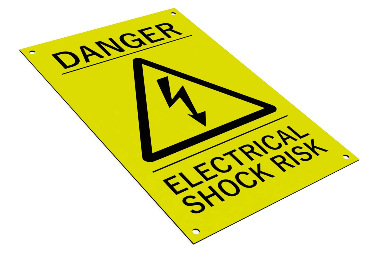 Warnschild Danger of Electrical Shock, mit Gravur, Gelb/Schwarz – by North By North East – Safety & Warning Signs