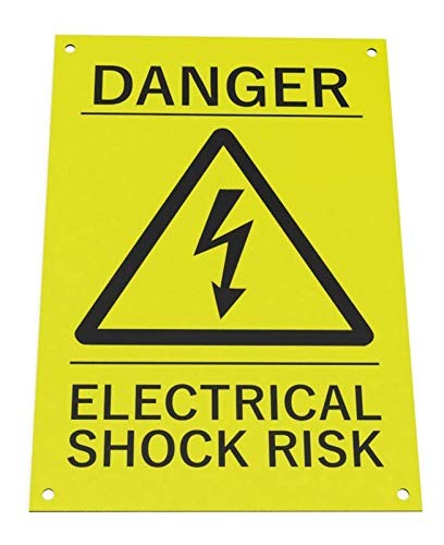 Warnschild Danger of Electrical Shock, mit Gravur, Gelb/Schwarz – by North By North East – Safety & Warning Signs