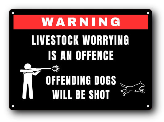 A4 Livestock Protection Sign – Dog Control Warning – Black & Red Outdoor Notice – by North By North East – Safety & Warning Signs