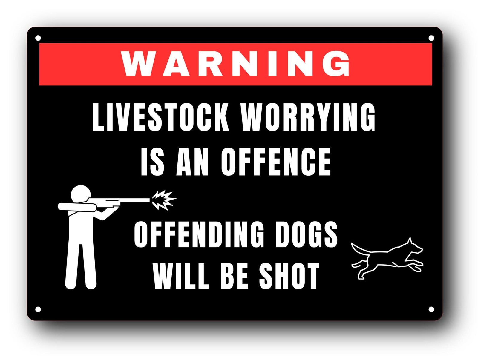 A4 Livestock Protection Sign – Dog Control Warning – Black & Red Outdoor Notice – by North By North East – Safety & Warning Signs