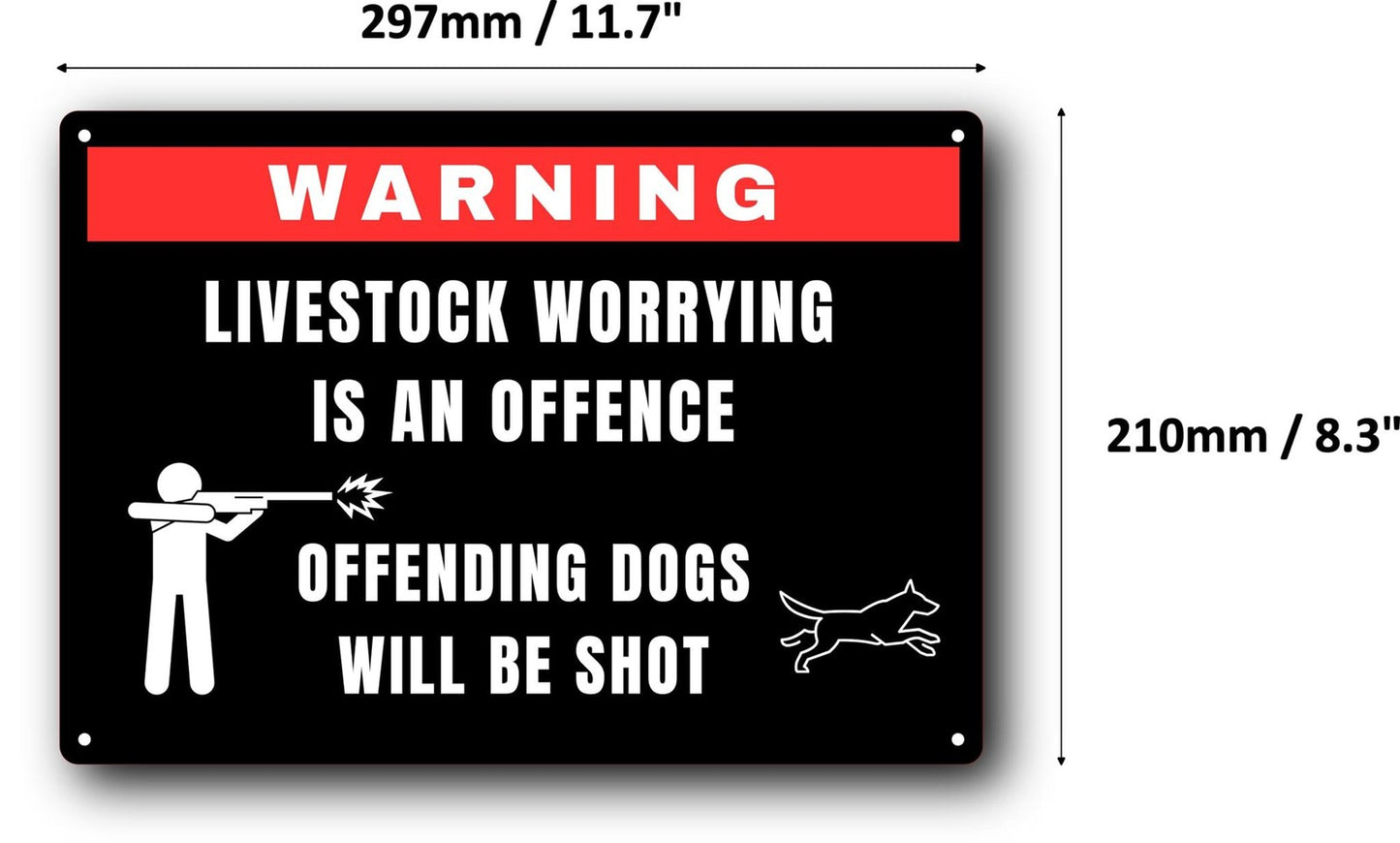 A4 Livestock Protection Sign – Dog Control Warning – Black & Red Outdoor Notice – by North By North East – Safety & Warning Signs