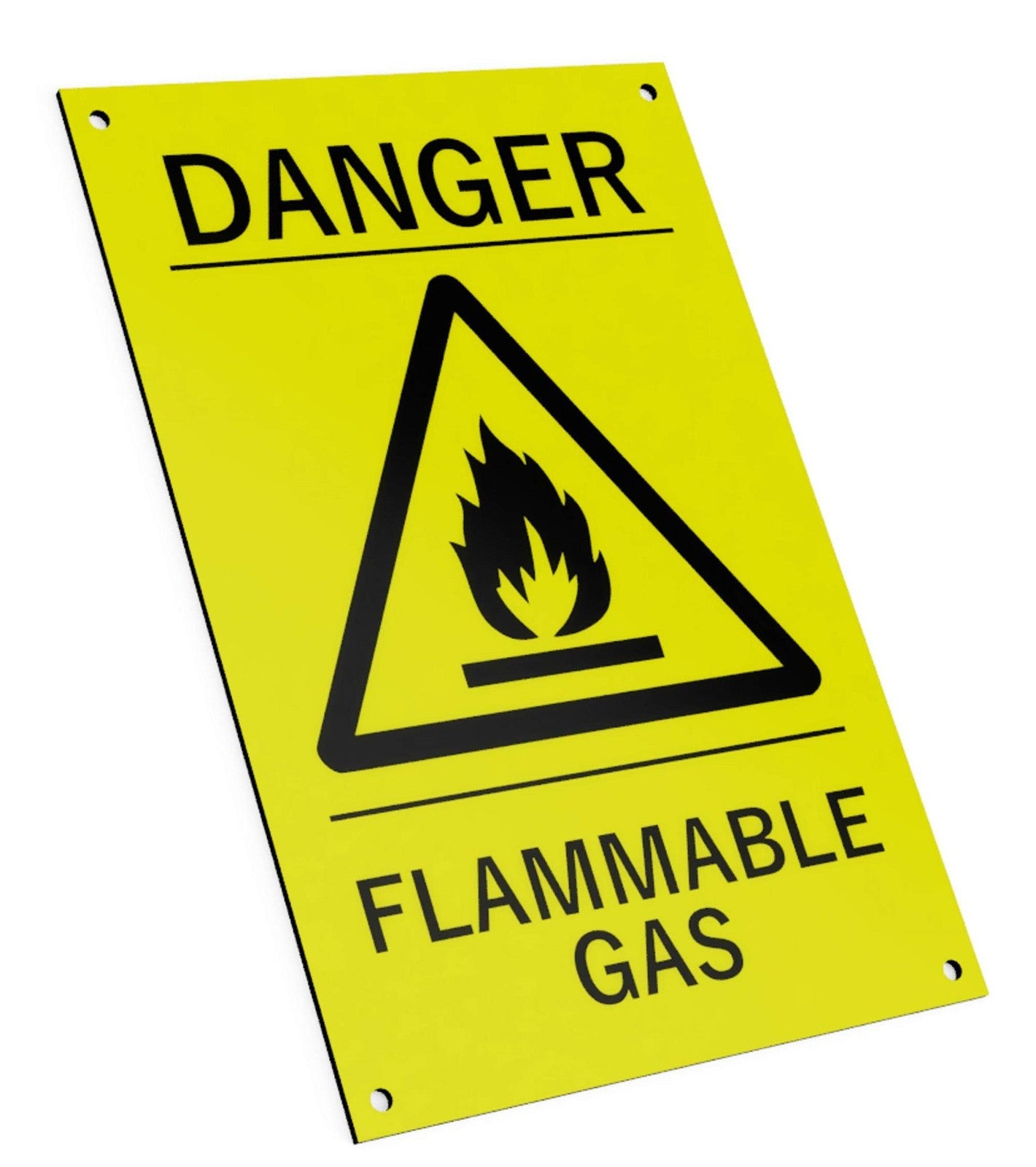 Warnschild High Visibility Danger Flammable Gas, Gelb/Schwarz – by North By North East – Safety & Warning Signs