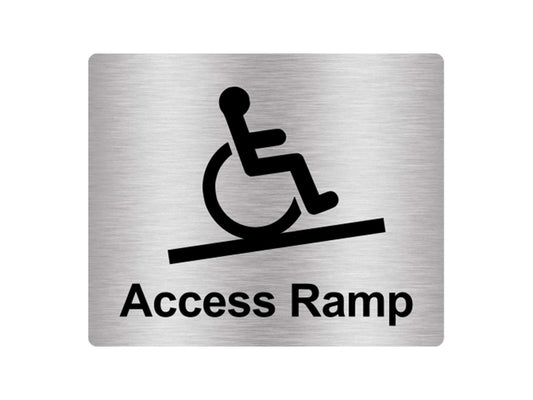 Access Ramp Sign – 120 × 100 mm (12×10 cm) Aluminium Emergency Notice – UK Made – by North By North East – Signs