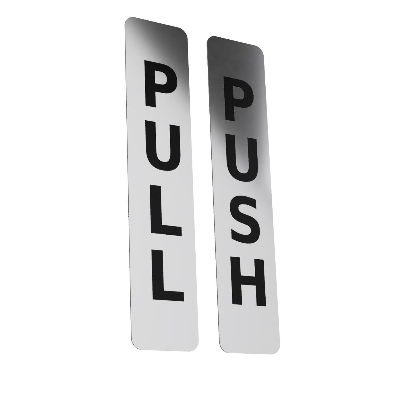 Push Pull Door Signs – Pair of Rigid Self-Adhesive Brushed Silver 1mm Aluminium – by North By North East – Business Hours & Policy Signs