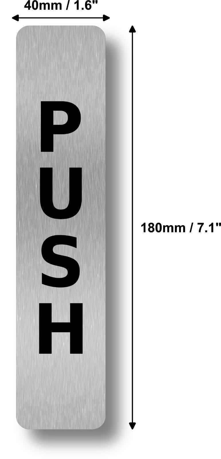 Push Pull Door Signs – Pair of Rigid Self-Adhesive Brushed Silver 1mm Aluminium – by North By North East – Business Hours & Policy Signs