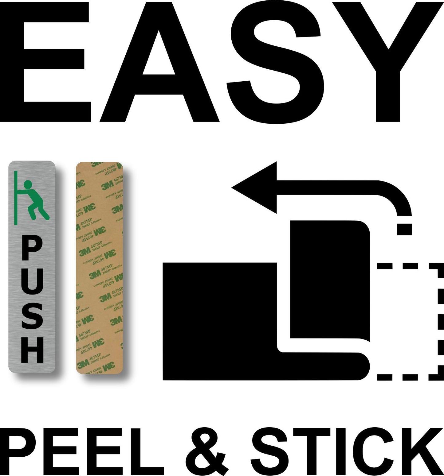 Push Pull Door Signs – Pair of Rigid Self-Adhesive Brushed Silver 1mm Aluminium – by North By North East – Business Hours & Policy Signs