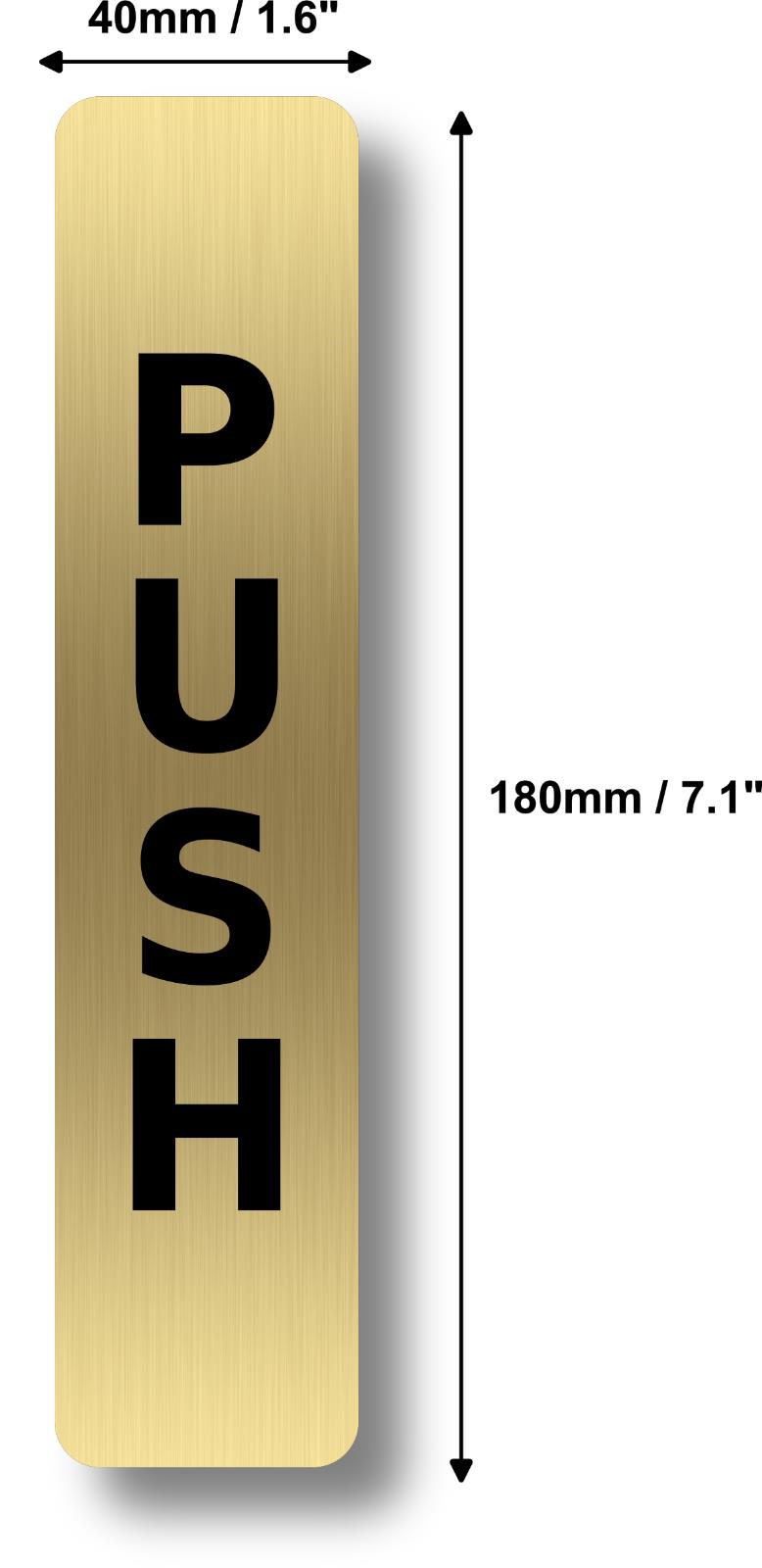Brushed Gold Push Pull Door Signs – 2 Pack Self Adhesive Metal 180×40mm – by North By North East – Business Hours & Policy Signs