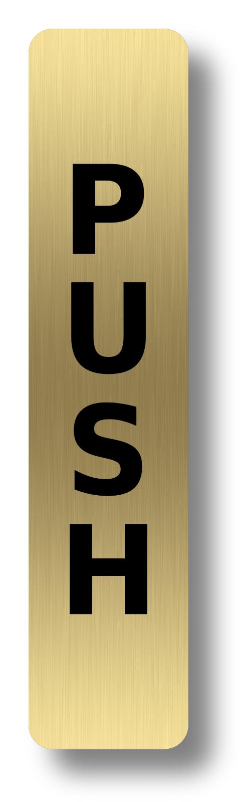 Brushed Gold Push Pull Door Signs – 2 Pack Self Adhesive Metal 180×40mm – by North By North East – Business Hours & Policy Signs