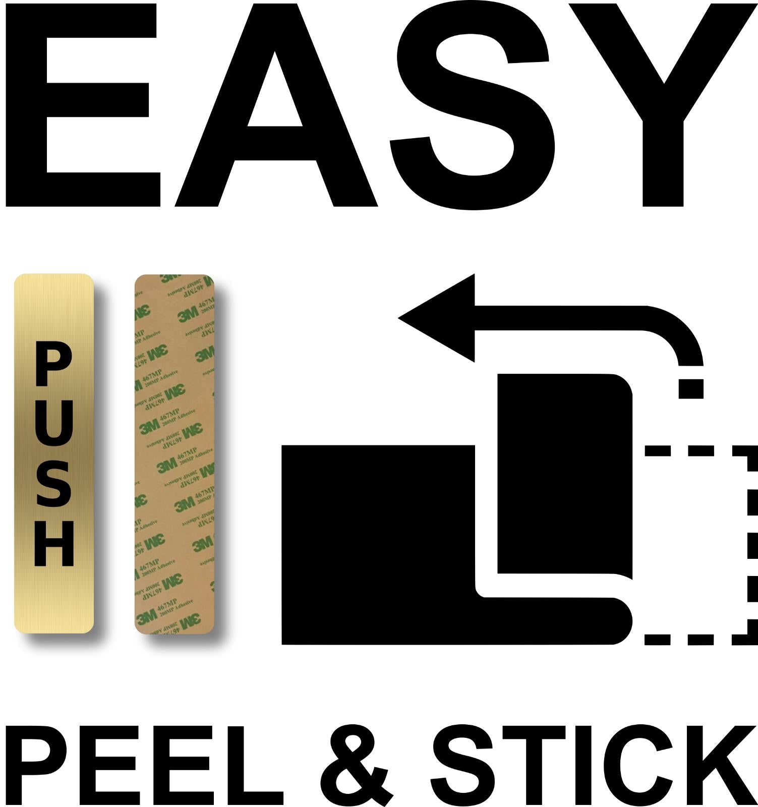 Brushed Gold Push Pull Door Signs – 2 Pack Self Adhesive Metal 180×40mm – by North By North East – Business Hours & Policy Signs