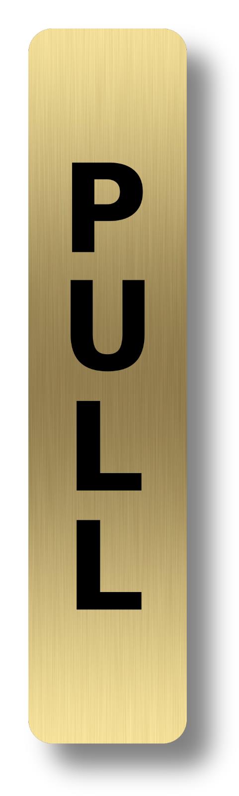 Brushed Gold Push Pull Door Signs – 2 Pack Self Adhesive Metal 180×40mm – by North By North East – Business Hours & Policy Signs