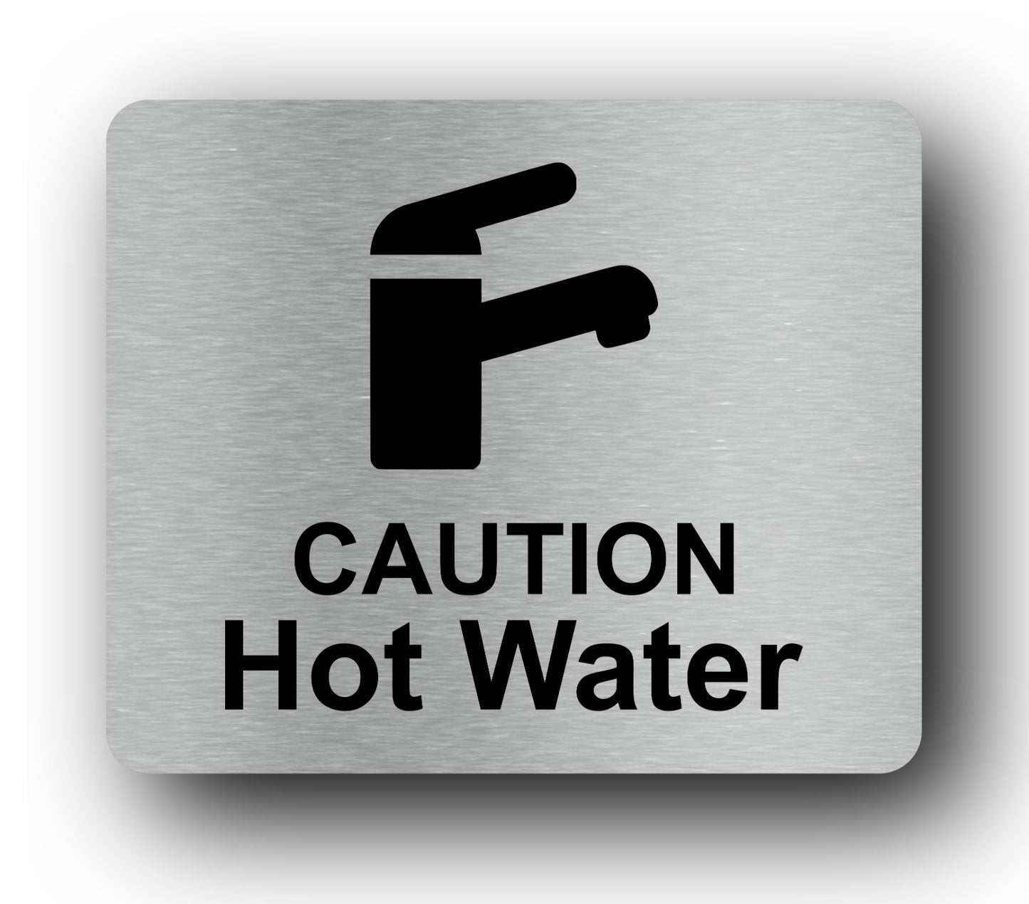 Caution Hot Water Sign – 120×100mm Self Adhesive Solid Aluminium Safety Notice – by North By North East – Safety & Warning Signs