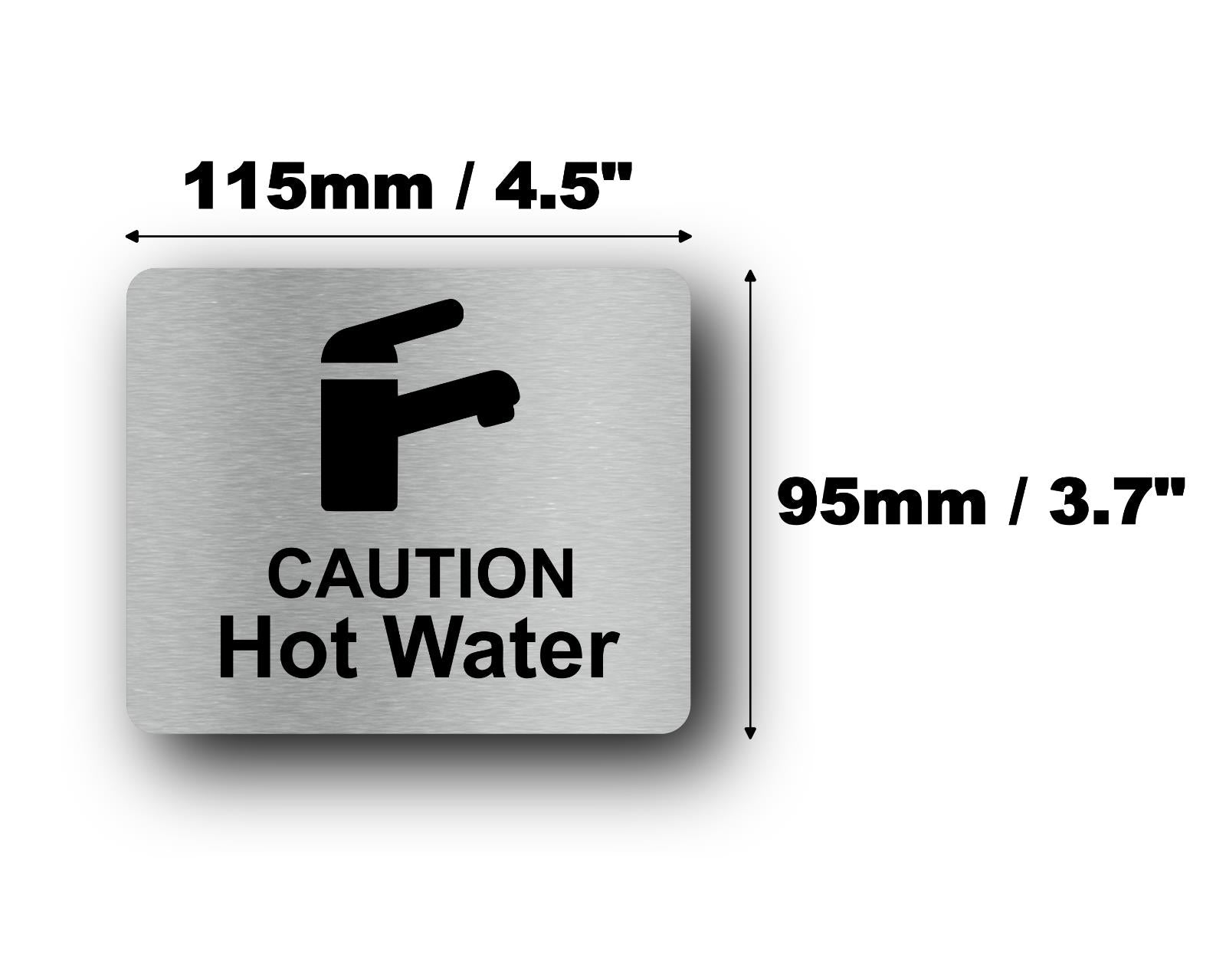 Caution Hot Water Sign – 120×100mm Self Adhesive Solid Aluminium Safety Notice – by North By North East – Safety & Warning Signs