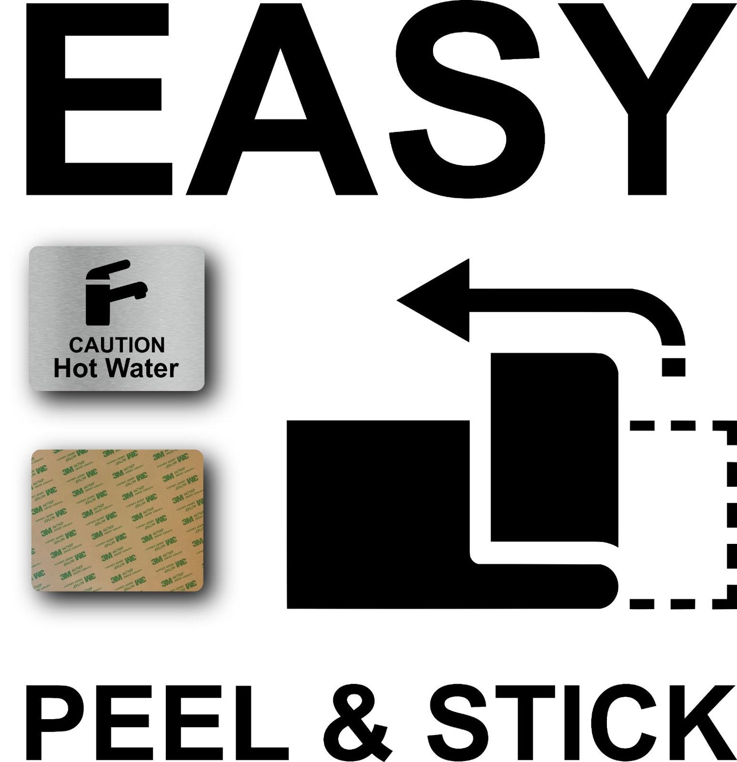 Caution Hot Water Sign – 120×100mm Self Adhesive Solid Aluminium Safety Notice – by North By North East – Safety & Warning Signs
