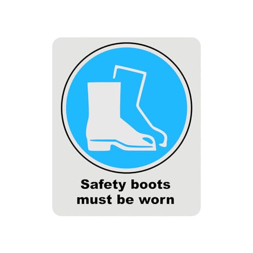 Mandatory Health & Safety Sign - HSE Compliant, Laminated, 3M Backed - 120x100mm (Safety Boots) – by North By North East – Safety & Warning Signs